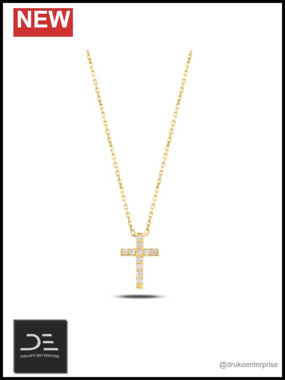 925 Sterling Silver Gold Vermeil Diamond Cross Necklace Women